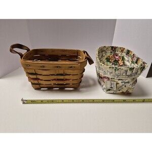 Vintage Longaberger Basket Garden Splendor Liner Double Leather Handle